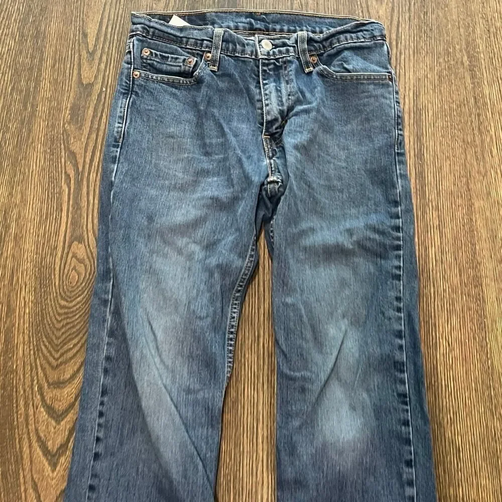 Levi's Mens Straight Jeans Mid Rise Whisker Denim Medium Wash Blue Size 30x32